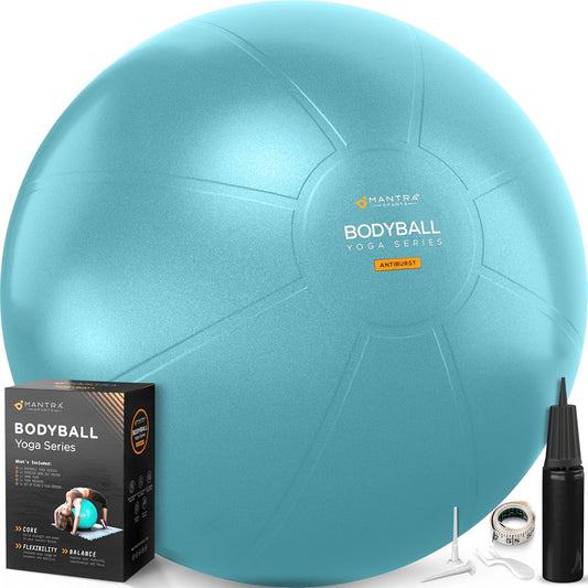 Exercise Ball – Yoga Ball for Pilates & Fitness - Birthing for Pregnancy, Stability, Core, Balance, Therapy for Physical Rehab, Workout for Home Gym & Office Chair, Fast Pump Included
